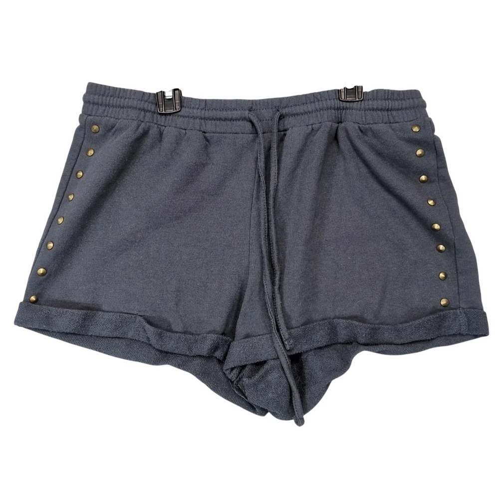 True Craft Gray Sweat Shorts Junior L French Terry Studded Cuffed Y2K Streetwear